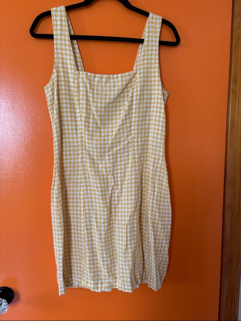 Old Navy Yellow Gingham Square-Neck Mini Dress